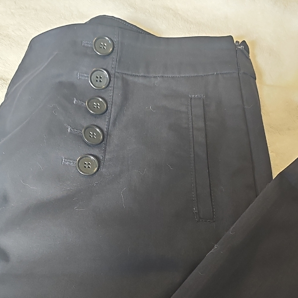 Ann Taylor Navy Side Zip Button-Front Wide Leg  Trousers Size 12 EUC - Picture 10 of 12